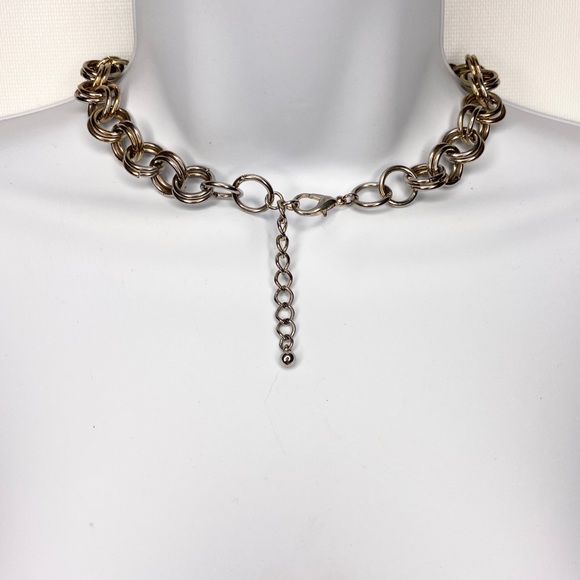 BOGO Gold Tone Mesh Chunky Link Statement Necklace - Picture 9 of 11